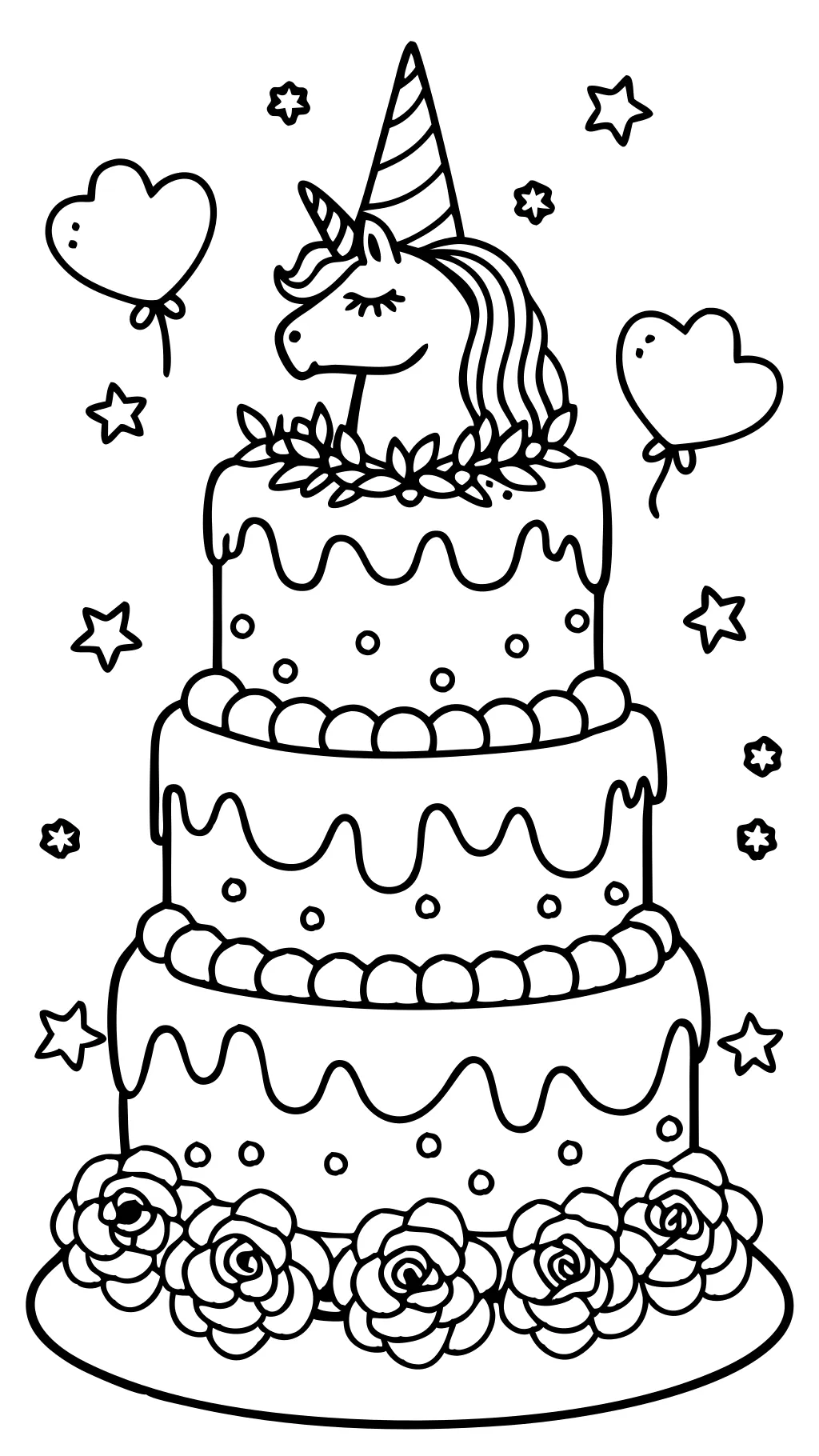 coloriages de gâteau de licorne